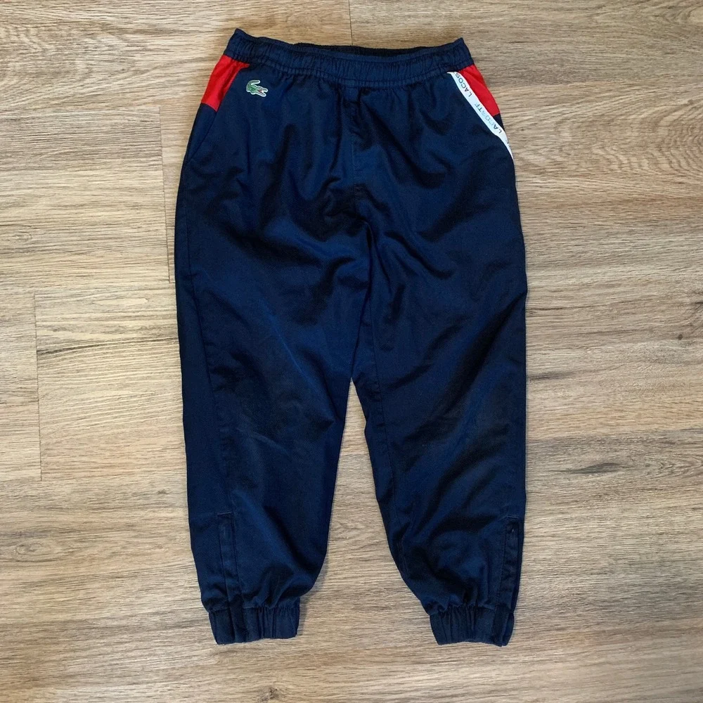 Lacoste Sport Boys Navy Blue Red Track Pants Joggers Size 4 104cm RN87651